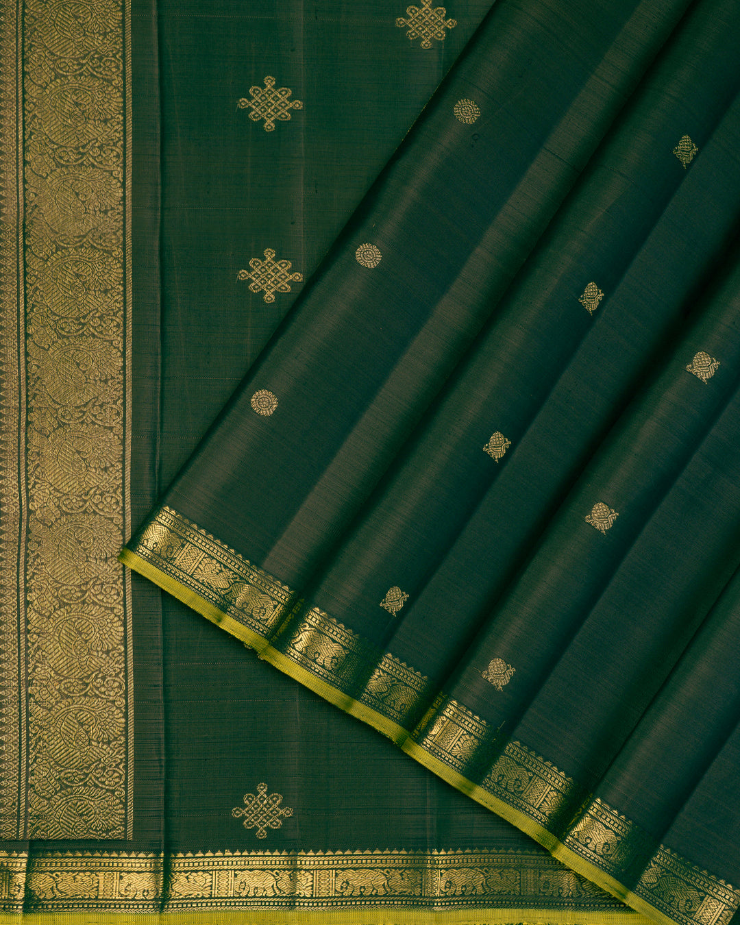 Dark Green Kanchipuram Silk Saree - TSPQ090808