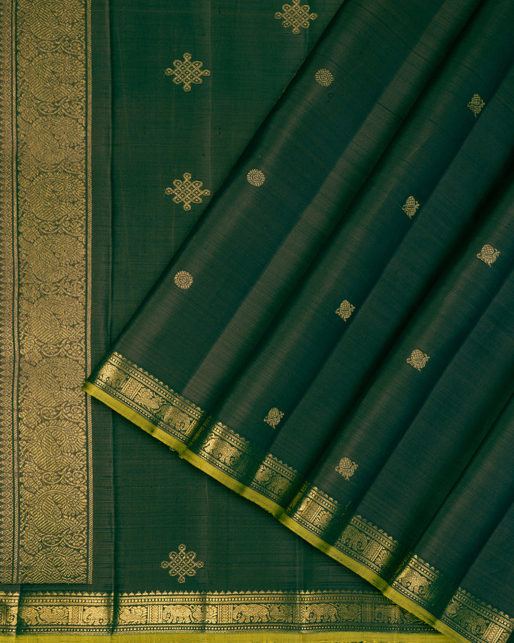 Dark Green Kanchipuram Silk Saree - TSPQ090808