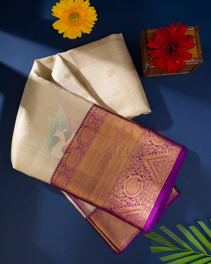 Sandal Kanchipuram Silk Saree - KWS8(4)