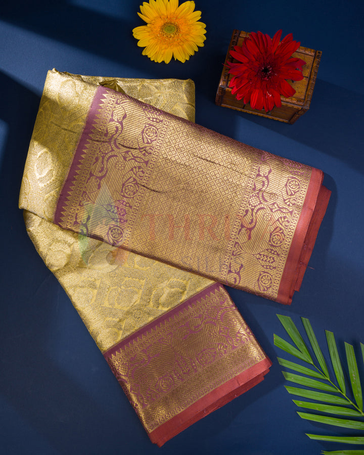 Tissue Gold  Korvai Kanchipuram  Silk Saree - TSW1107