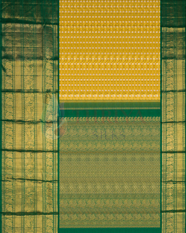 Tissue Yellow Korvai Kanchipuram Silk Saree With Pure Zari  TSW0942