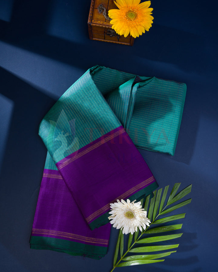 Peacock Green Kanchipuram Silk Saree with 3G - TSW1310