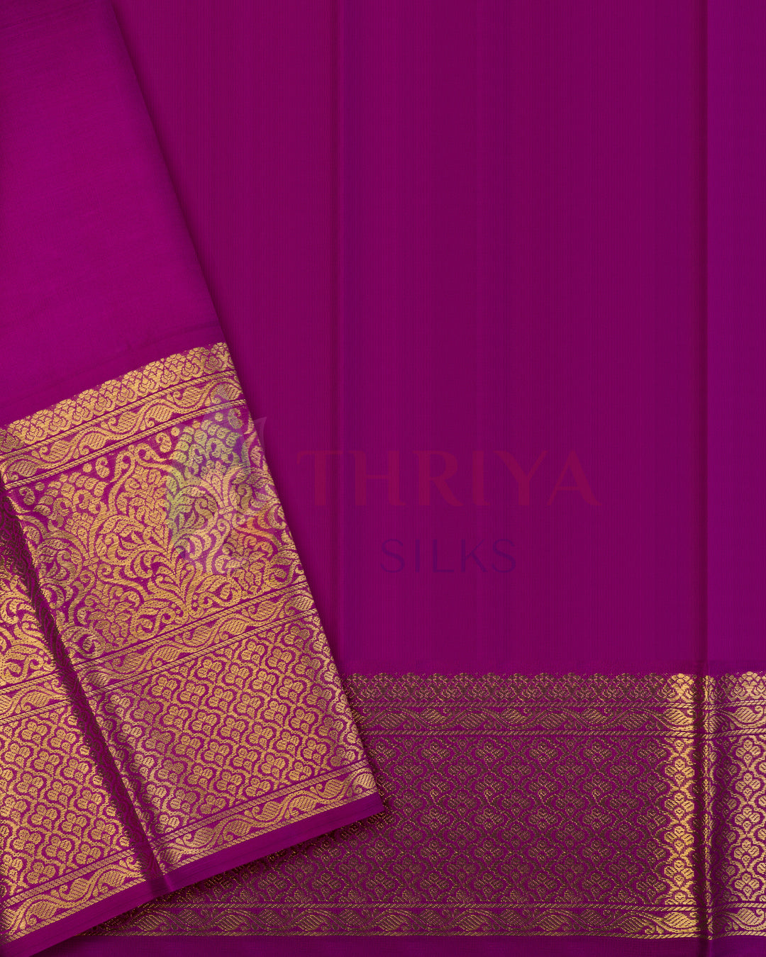 Plain purple blouse piece with elegant golden zari border – Kanjivaram saree