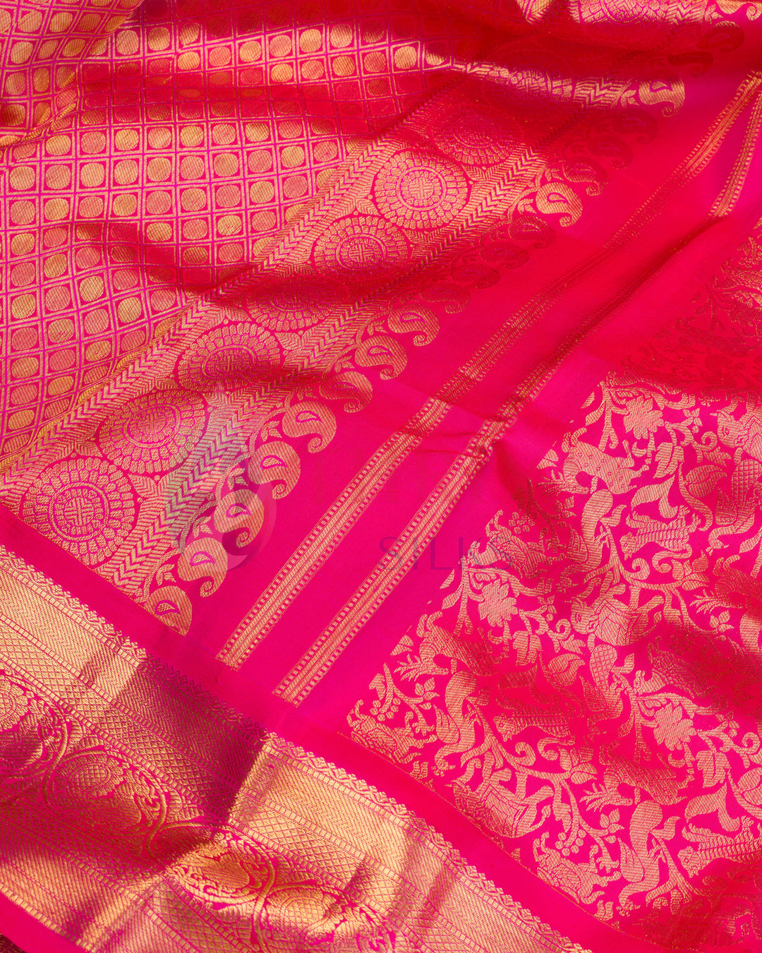 Pink Kanchipuram Saree with Zari Vanasingaram - BW2438(5)