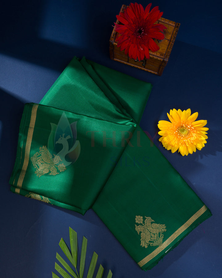 Green Kanchipuram Silk  Saree With 2G Zari  - TSW100401