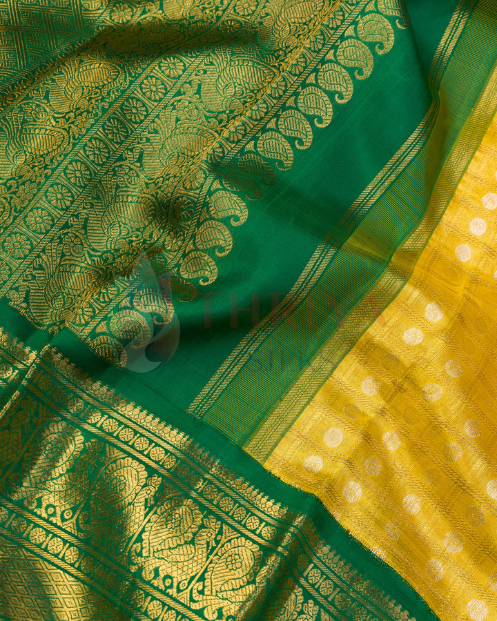 Tissue Yellow Korvai Kanchipuram Silk Saree With Pure Zari  TSW0942