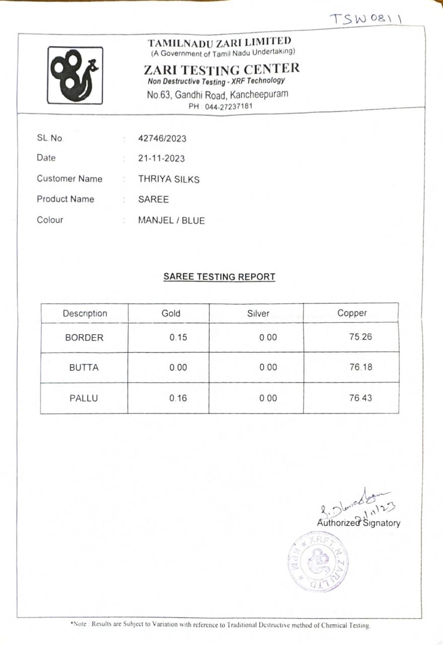 Yellow and Violet Pure Zari Kanchipuram Silk Saree - TSW0811 - Zari Certificate