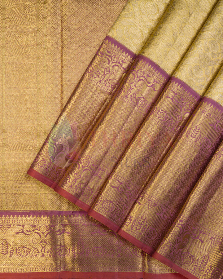 Tissue Gold  Korvai Kanchipuram  Silk Saree - TSW1107