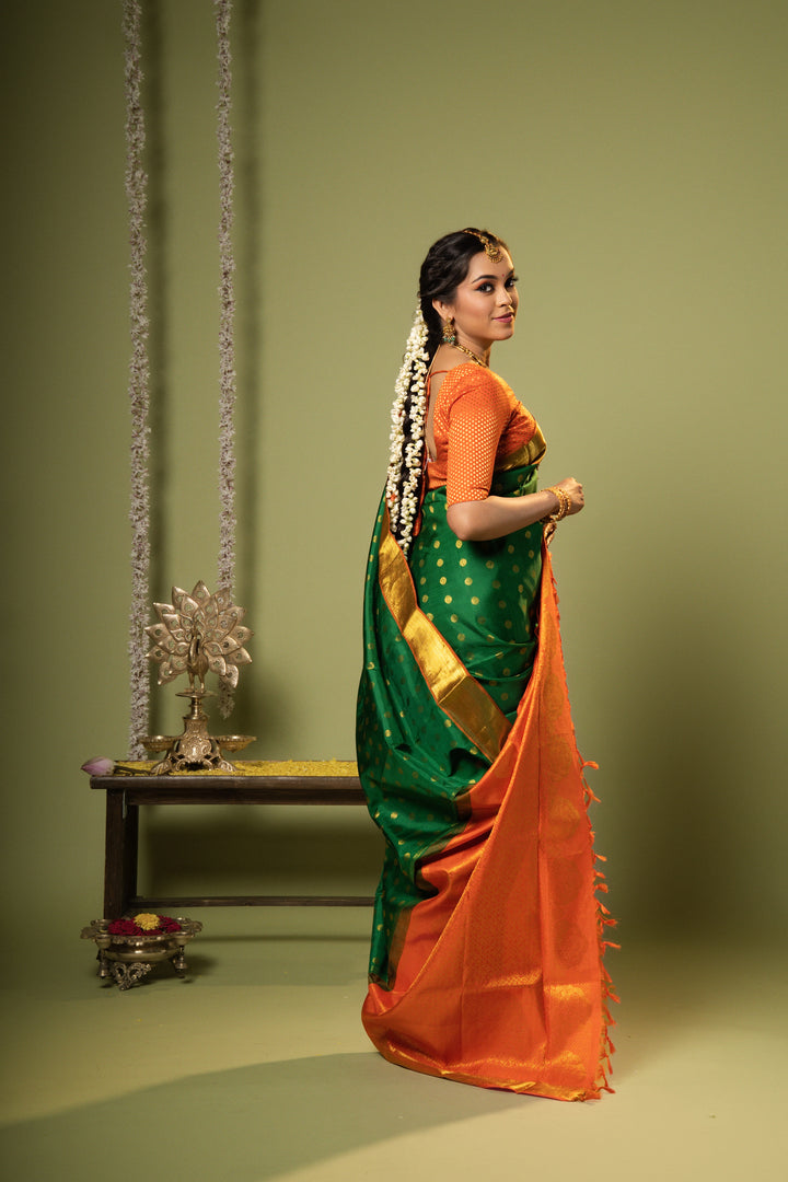 green kanchivaram silk saree - KWS8