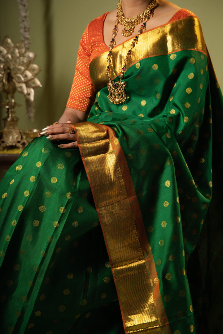 green kanchivaram silk saree - KWS8