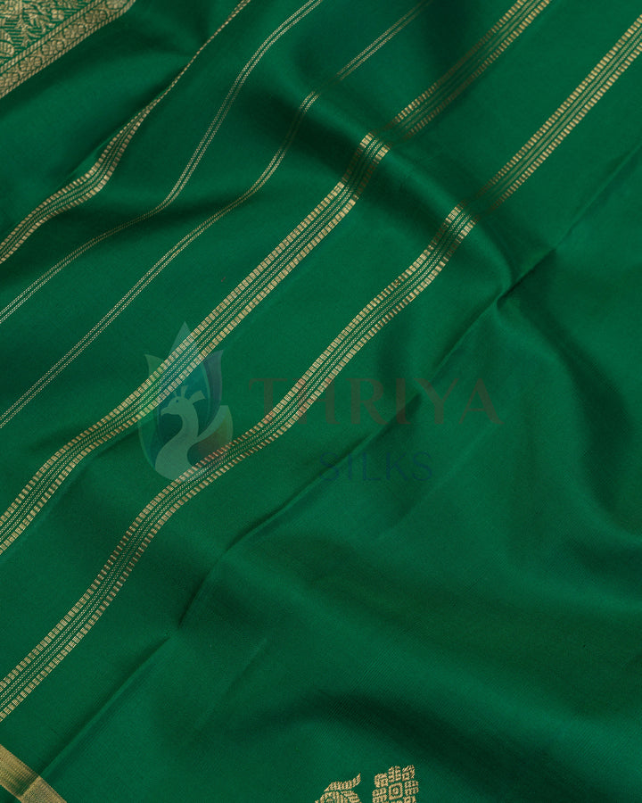 Green Kanchipuram Silk  Saree With 2G Zari  - TSW100401