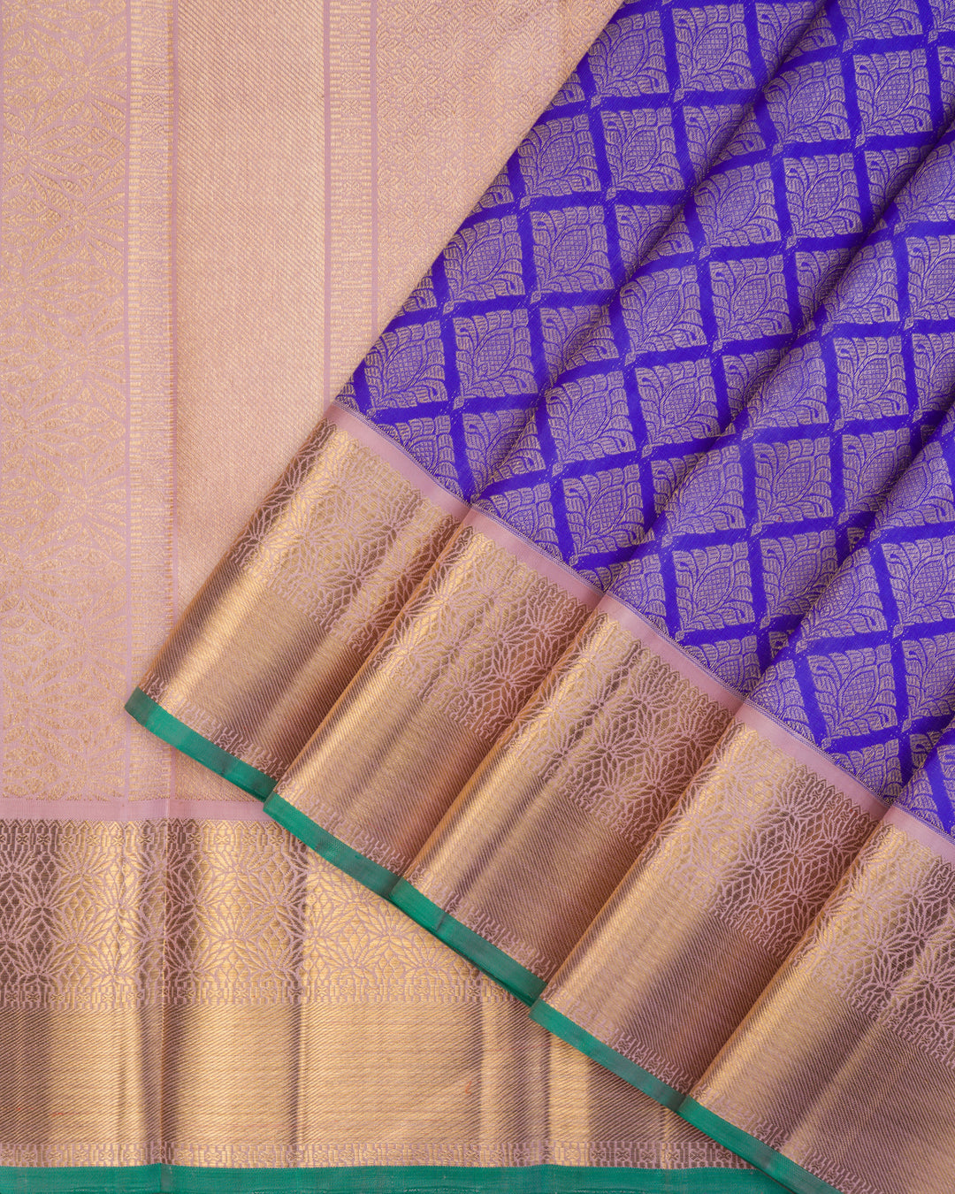 Light Purple Korvai Kanchipuram Silk Saree with 2G Zari - TS190603