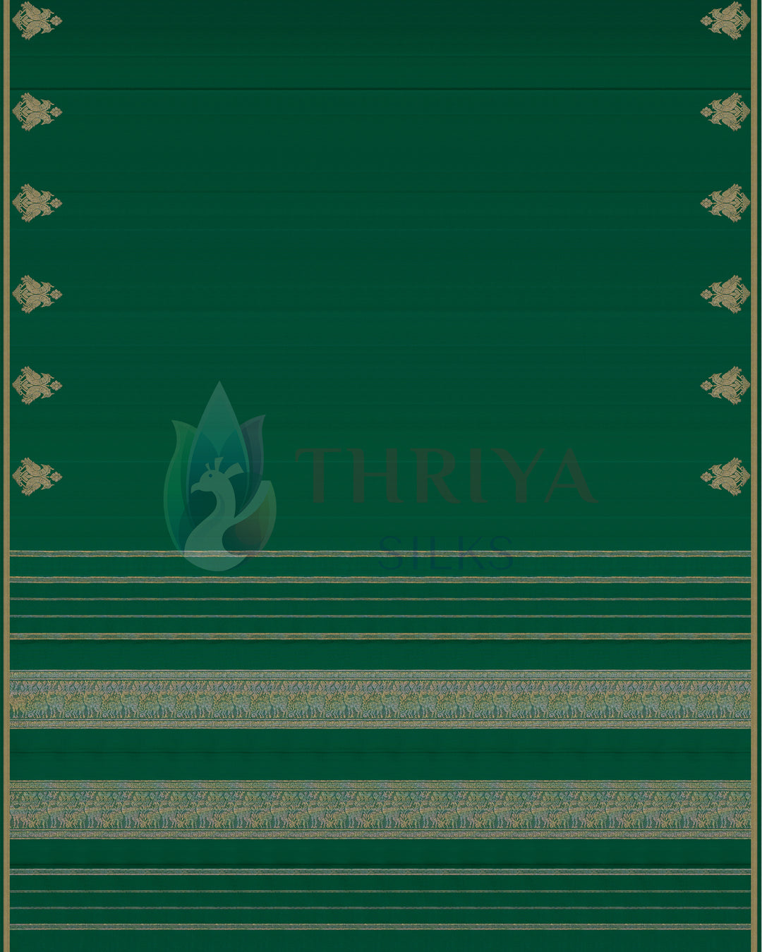 Green Kanchipuram Silk  Saree With 2G Zari  - TSW100401