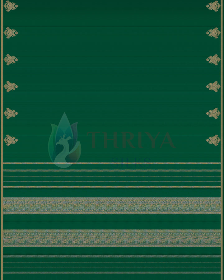 Green Kanchipuram Silk  Saree With 2G Zari  - TSW100401