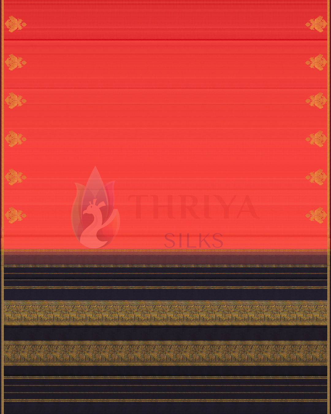 Dark Peach and Black Kanchipuram Silk Saree - TSW290501