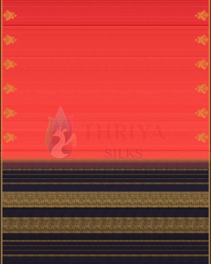 Dark Peach and Black Kanchipuram Silk Saree - TSW290501