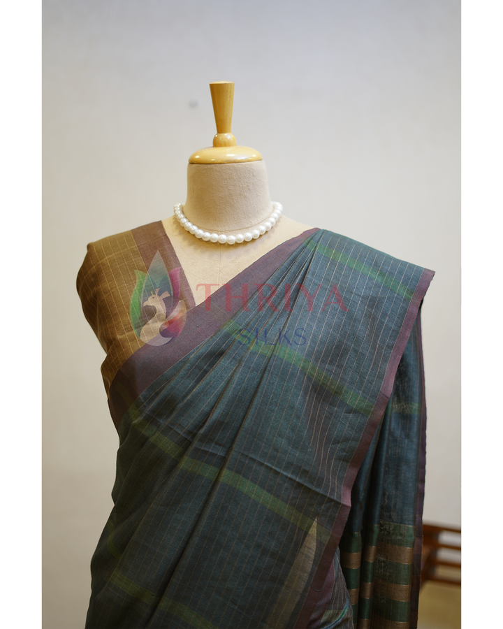 Peacock Green Tussar Silk Saree - TSPQ280736