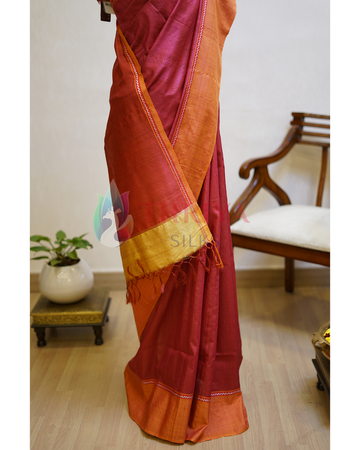Pink Tussar Silk Saree - TSPQ280731