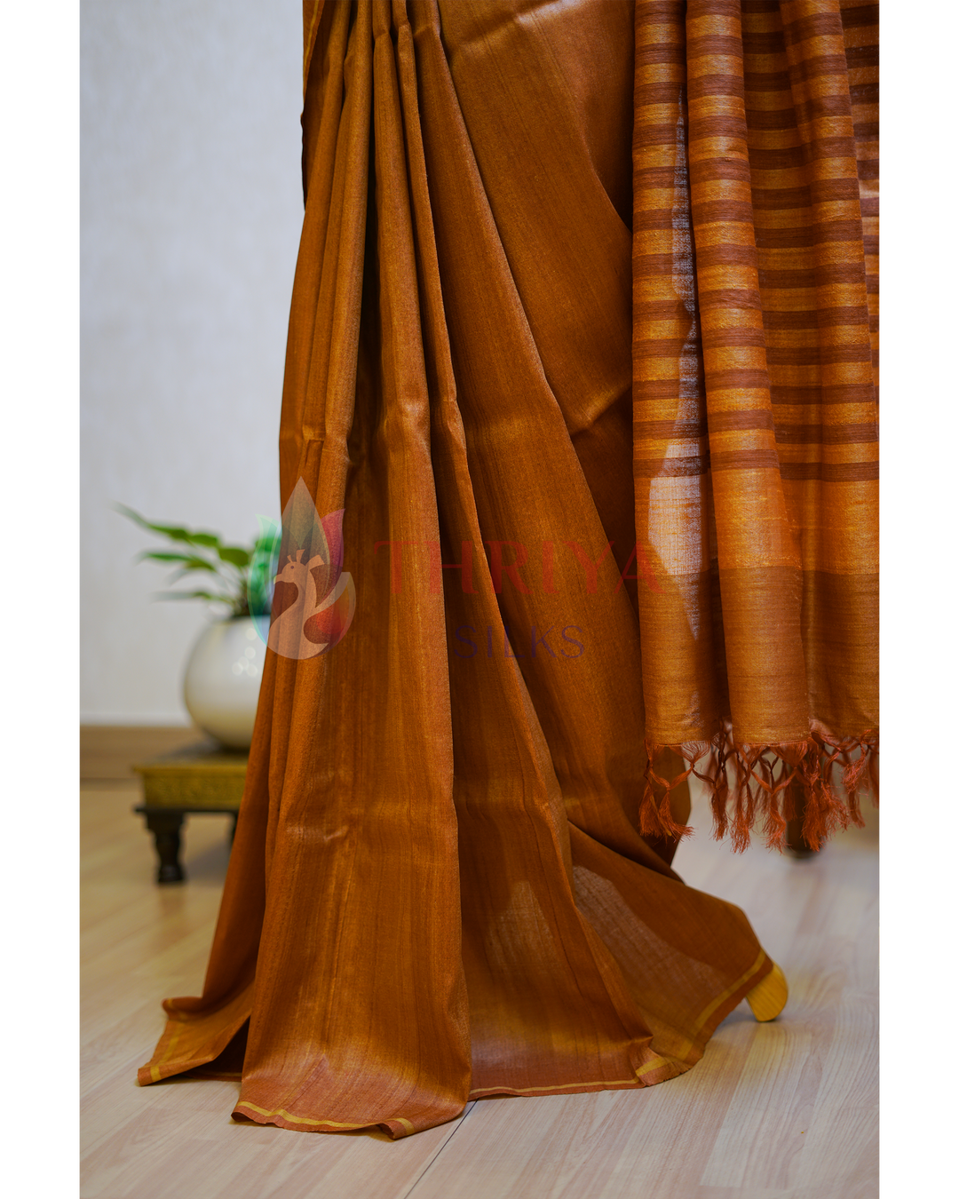 Mustard Yellow Tussar Silk Saree - TSPQ280705