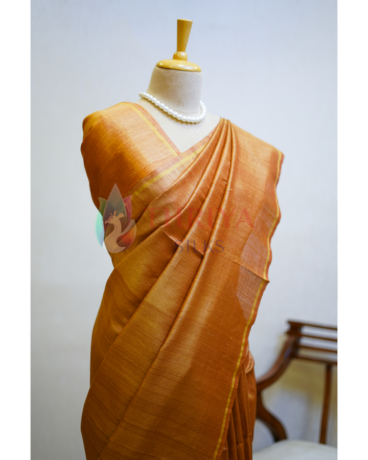 Mustard Yellow Tussar Silk Saree - TSPQ280705