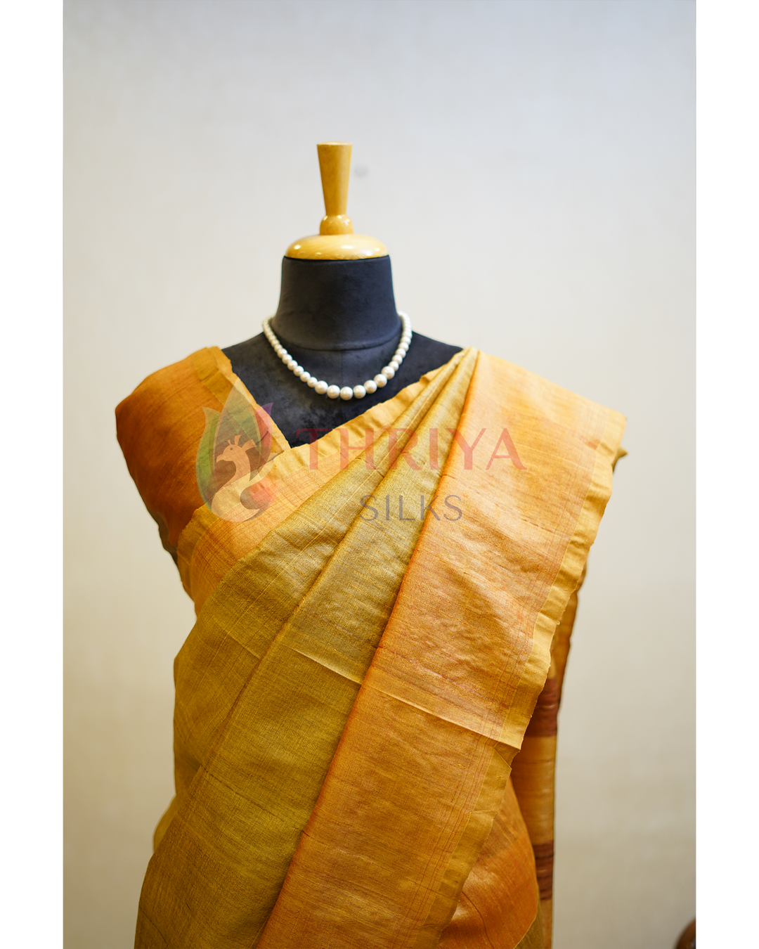 Golden Yellow Tussar Silk Saree - TSPQ280738