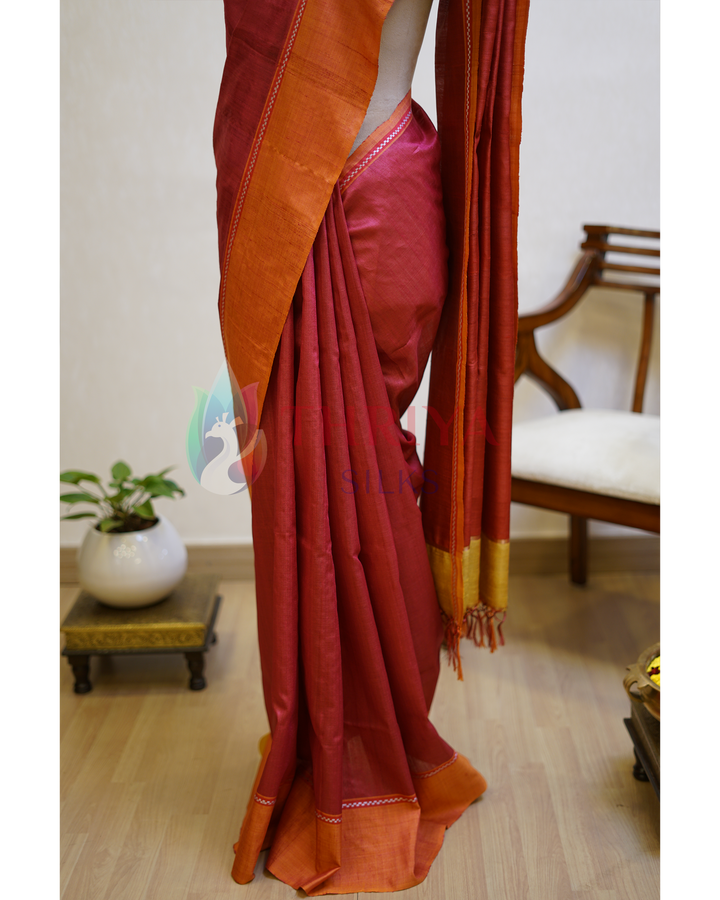 Pink Tussar Silk Saree - TSPQ280731