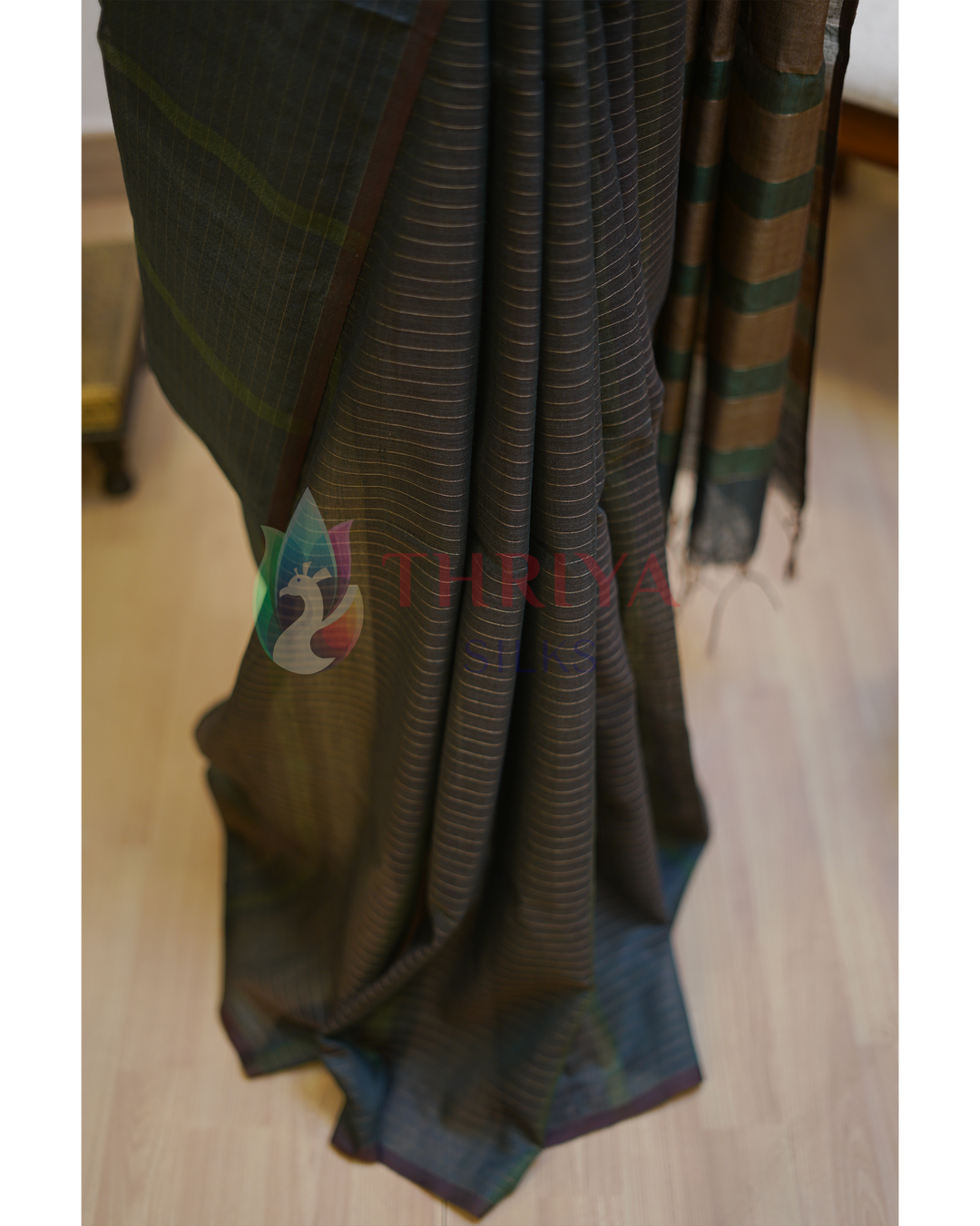 Peacock Green Tussar Silk Saree - TSPQ280736