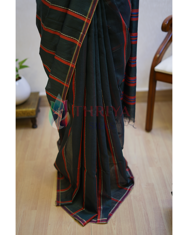 Bottle Green Tussar Silk Saree - TSPQ280733