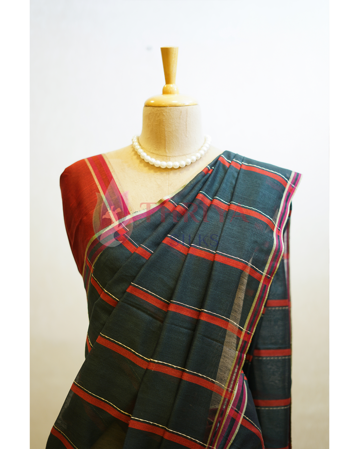 Bottle Green Tussar Silk Saree - TSPQ280733