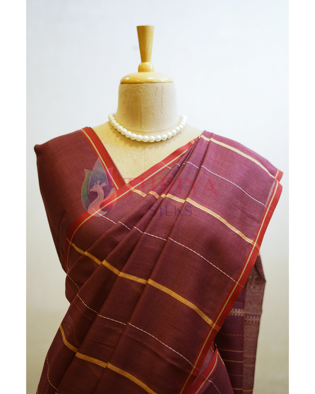 Dark Maroon Tussar Silk Saree - TSPQ280732