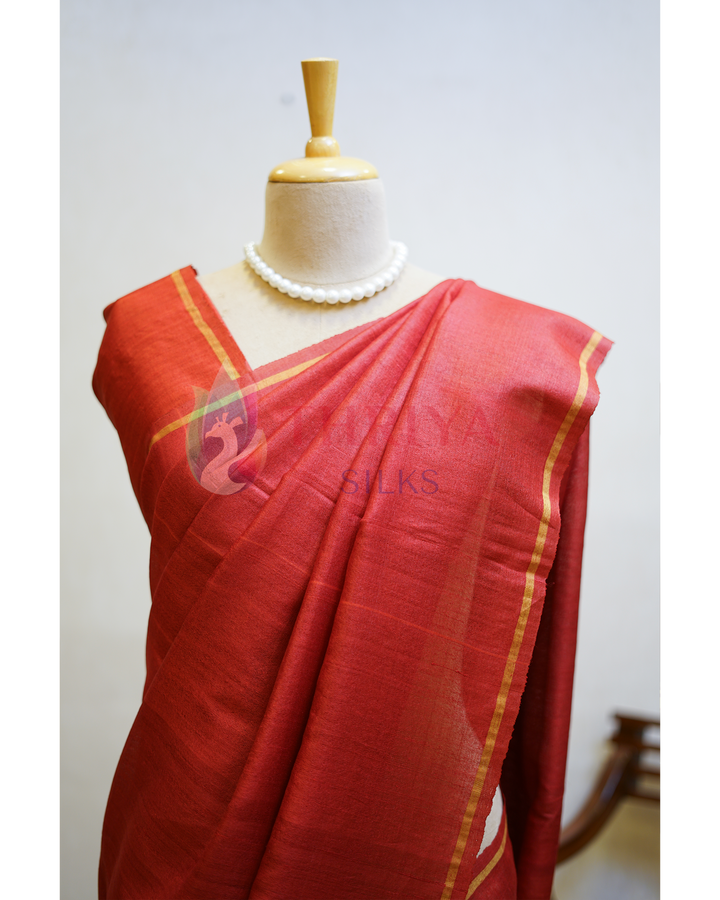 Red Tussar Silk Saree - TSPQ280735