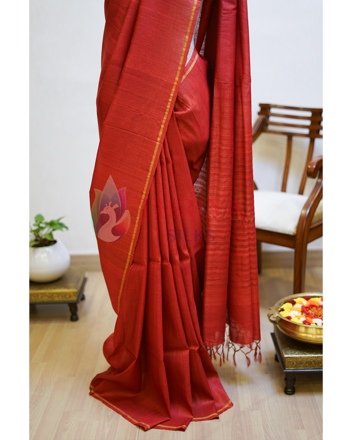 Red Tussar Silk Saree - TSPQ280735