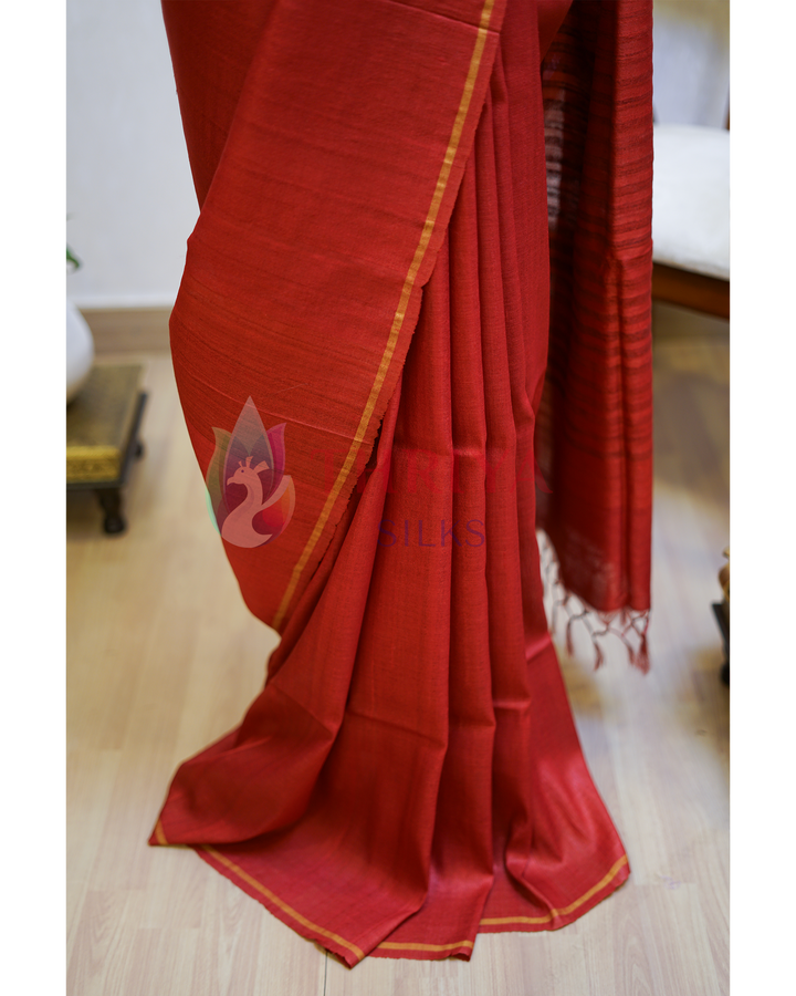 Red Tussar Silk Saree - TSPQ280735