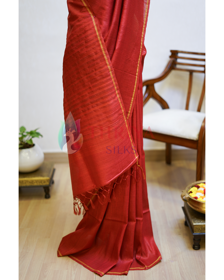 Red Tussar Silk Saree - TSPQ280735
