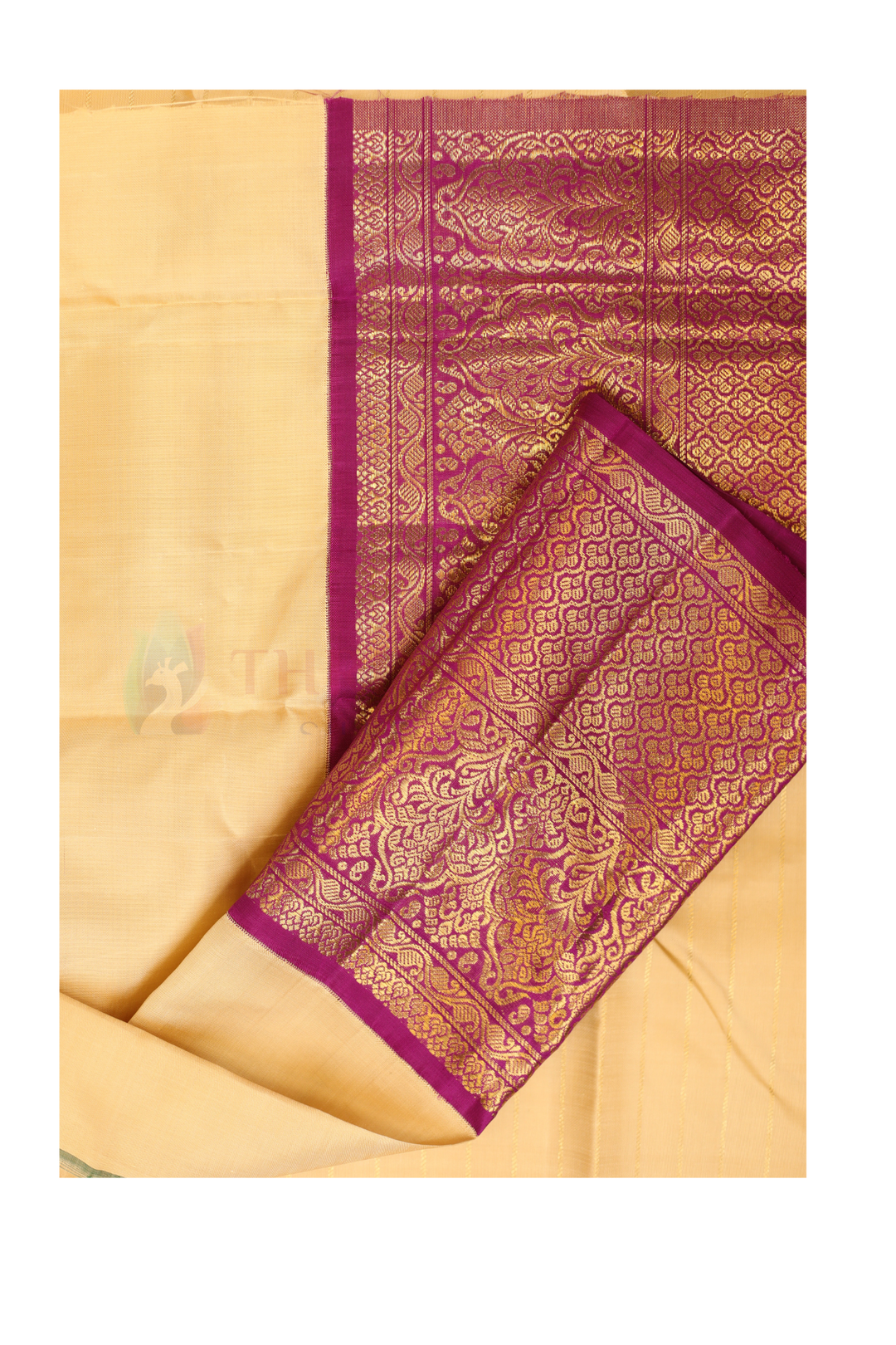 Sandal & Magenta Kanchipuram Silk Saree With Pure Zari - TS190601(2)