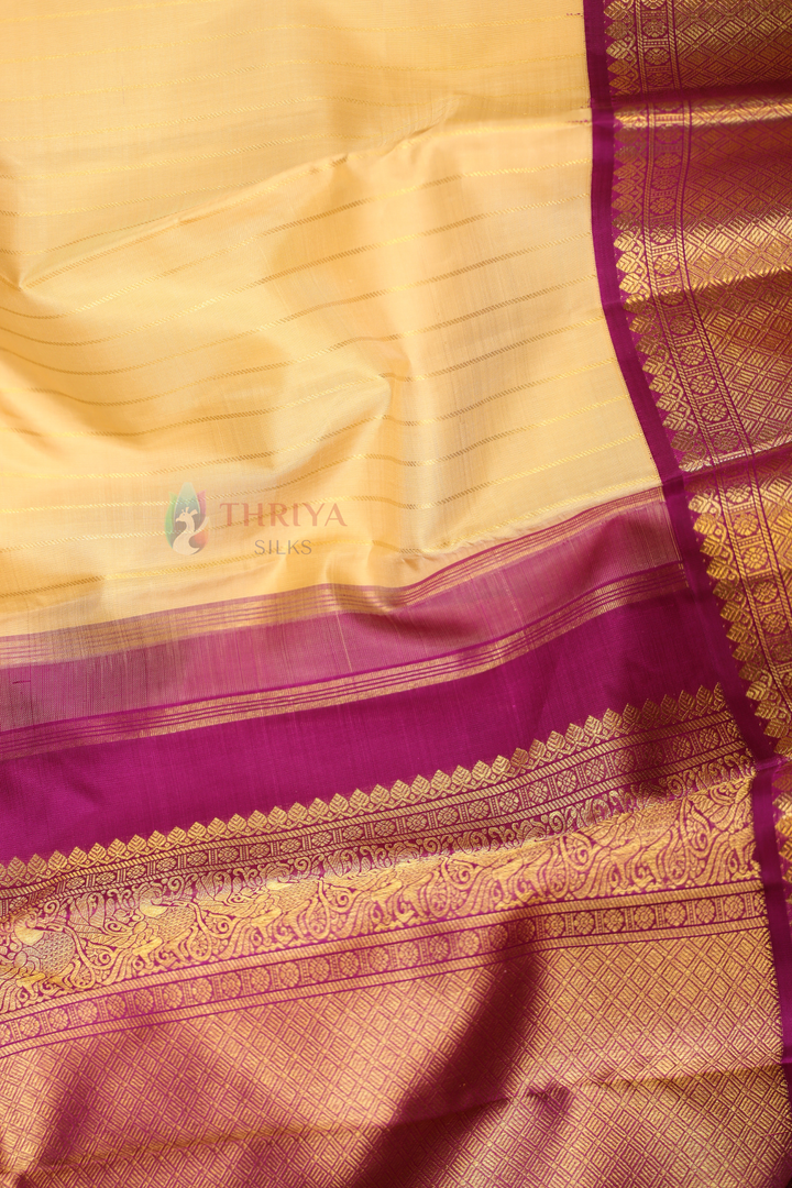 Sandal & Magenta Kanchipuram Silk Saree With Pure Zari - TS190601(2)
