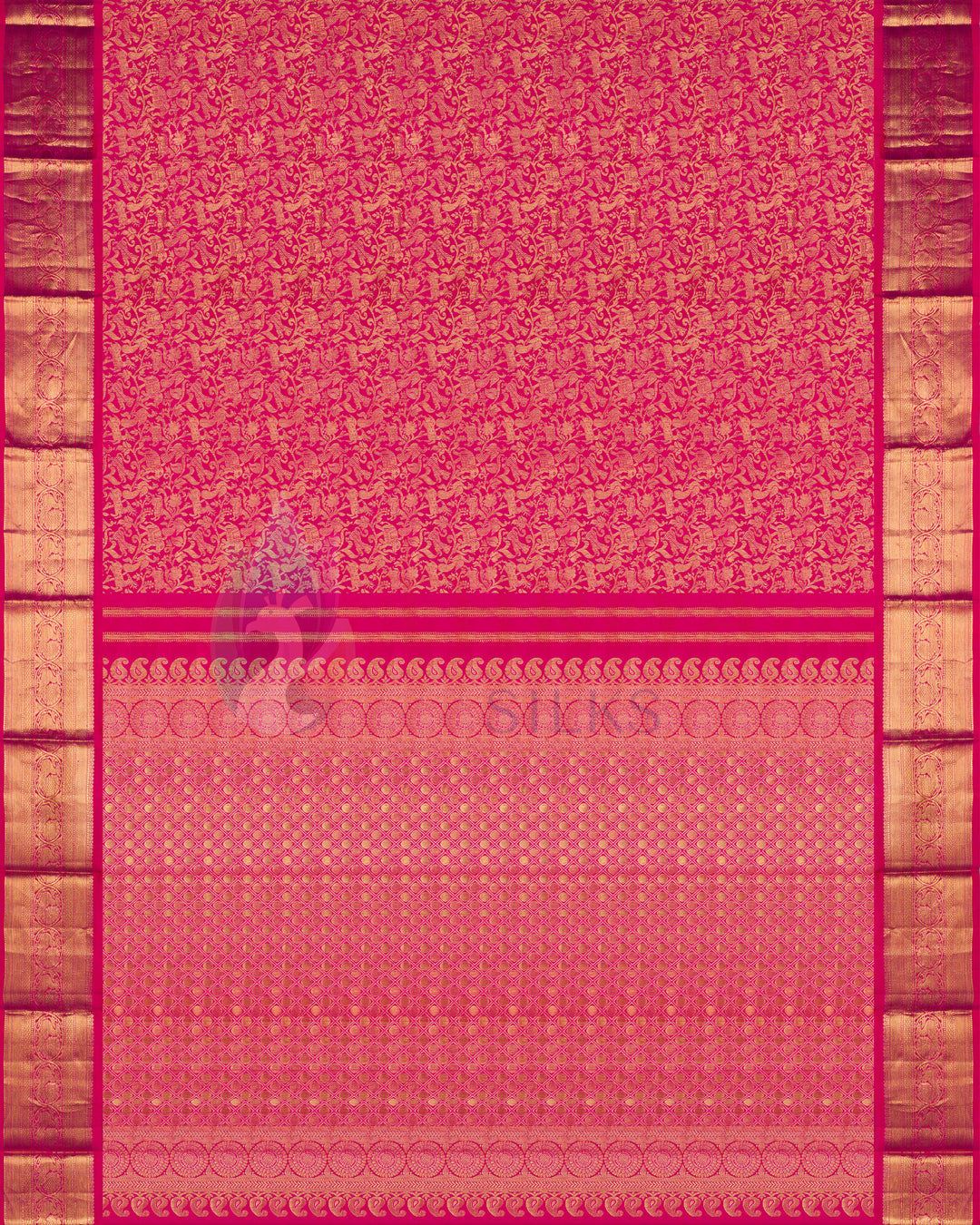 Pink Kanchipuram Saree with Zari Vanasingaram - BW2438(5)