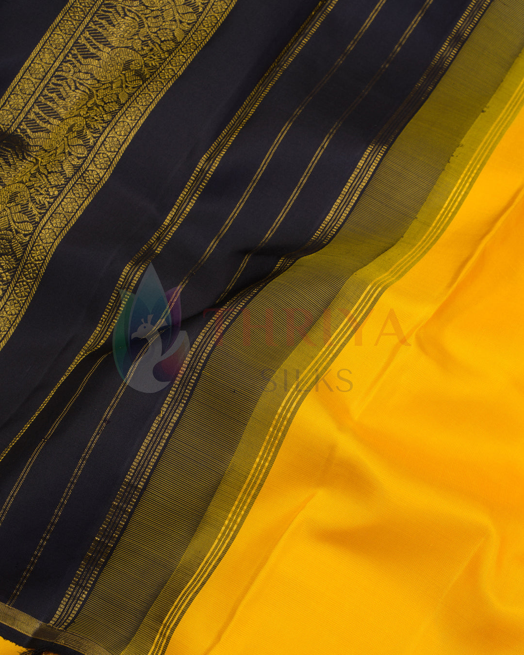 Yellow Kanchipuram Silk Saree With 2G - TSW180502