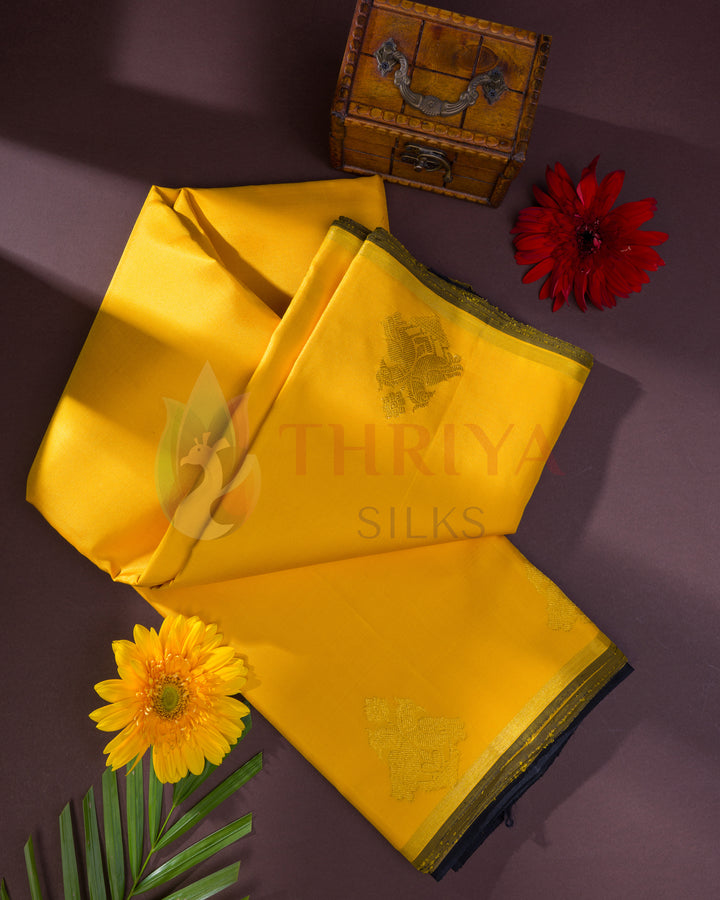 Yellow Kanchipuram Silk Saree With 2G - TSW180502