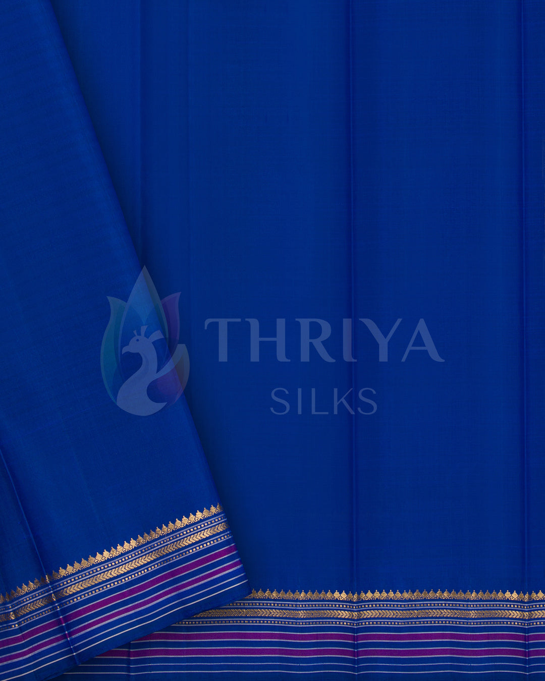 Blue silk blouse piece matching the yellow-green saree, from Thriya Silks