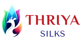 Thriya Silks brand logo featuring a colorful peacock design and stylized text.