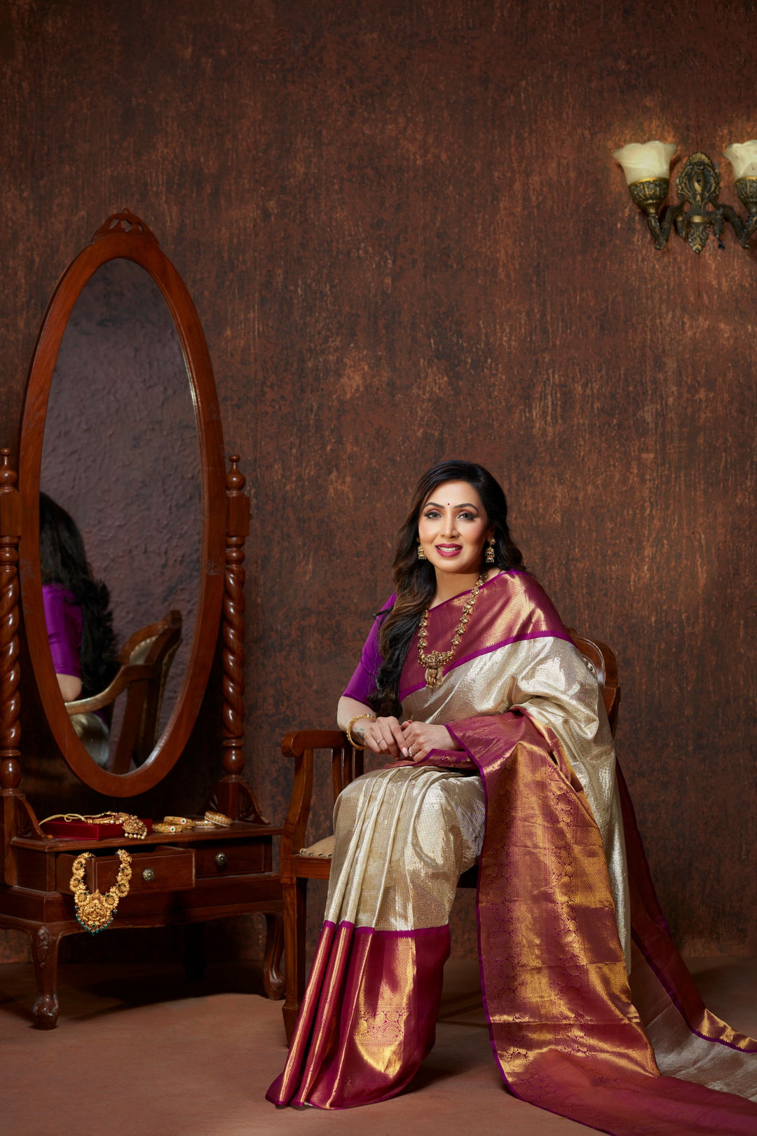 Half White Tissue Kanchipuram Silk Saree - TSW1326